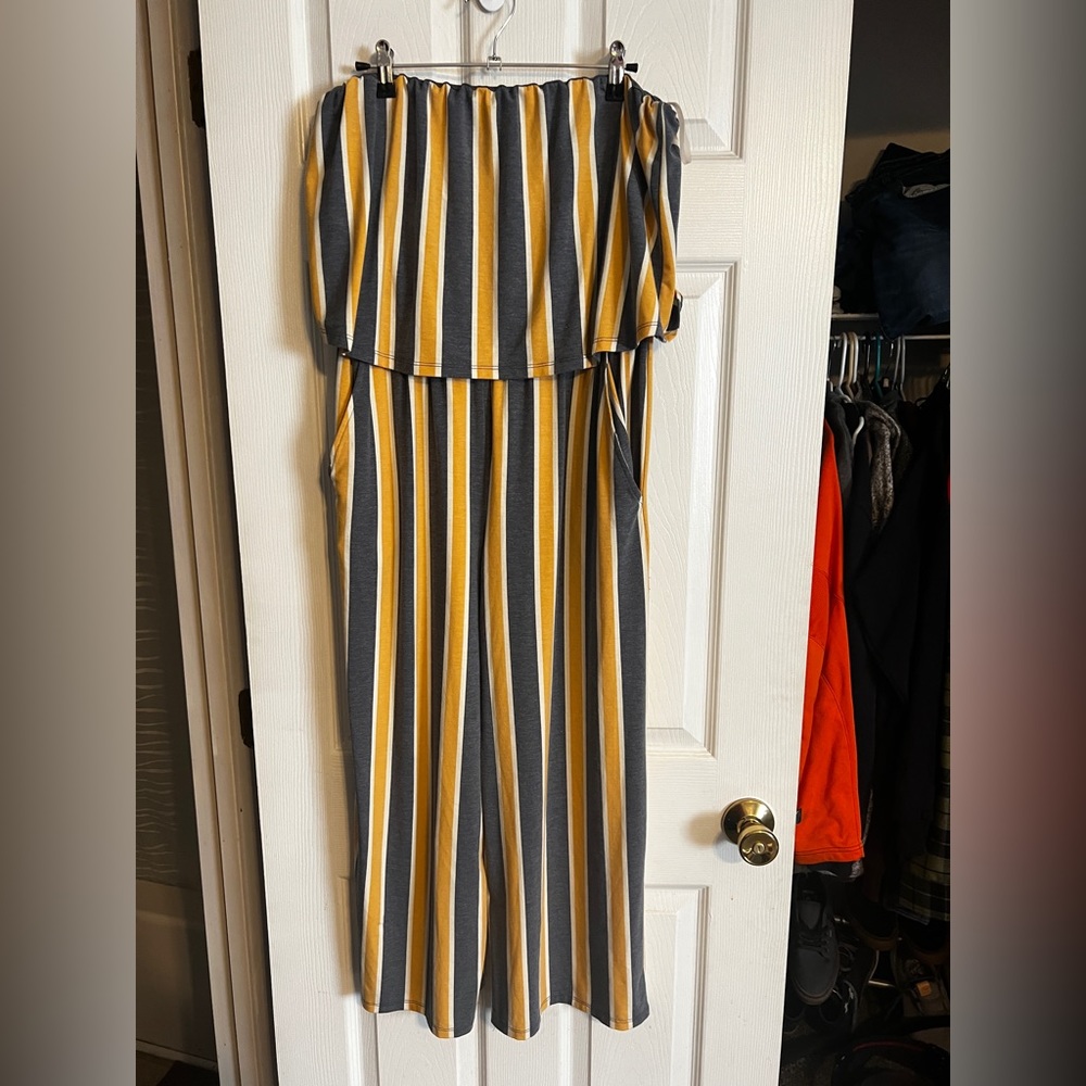 Blue and Yellow Strapless Romper Size XL